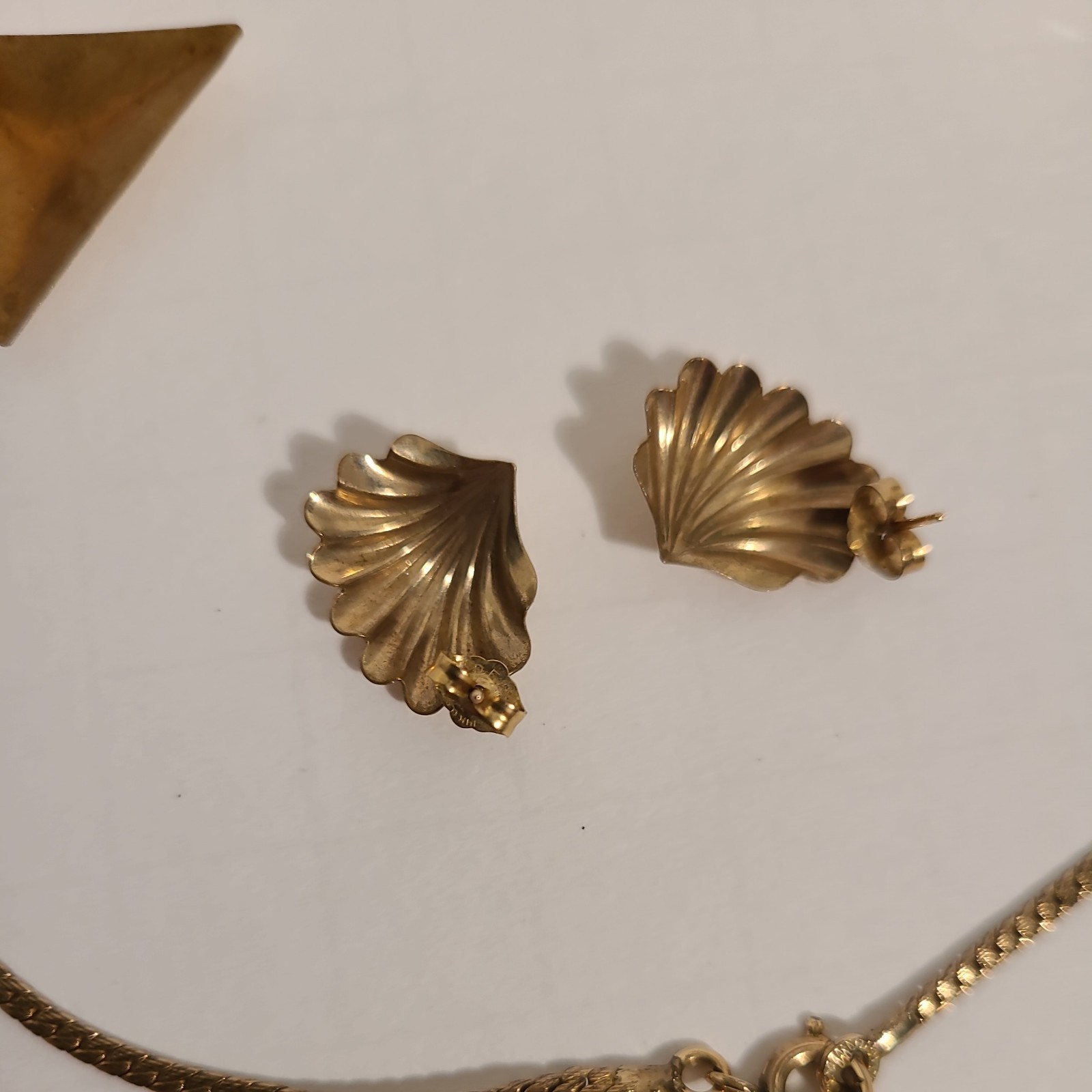 Vintage 14K GF Earrings, 12K GF Chain, Rolled Gold AB Earrings, 12K GF Brooch