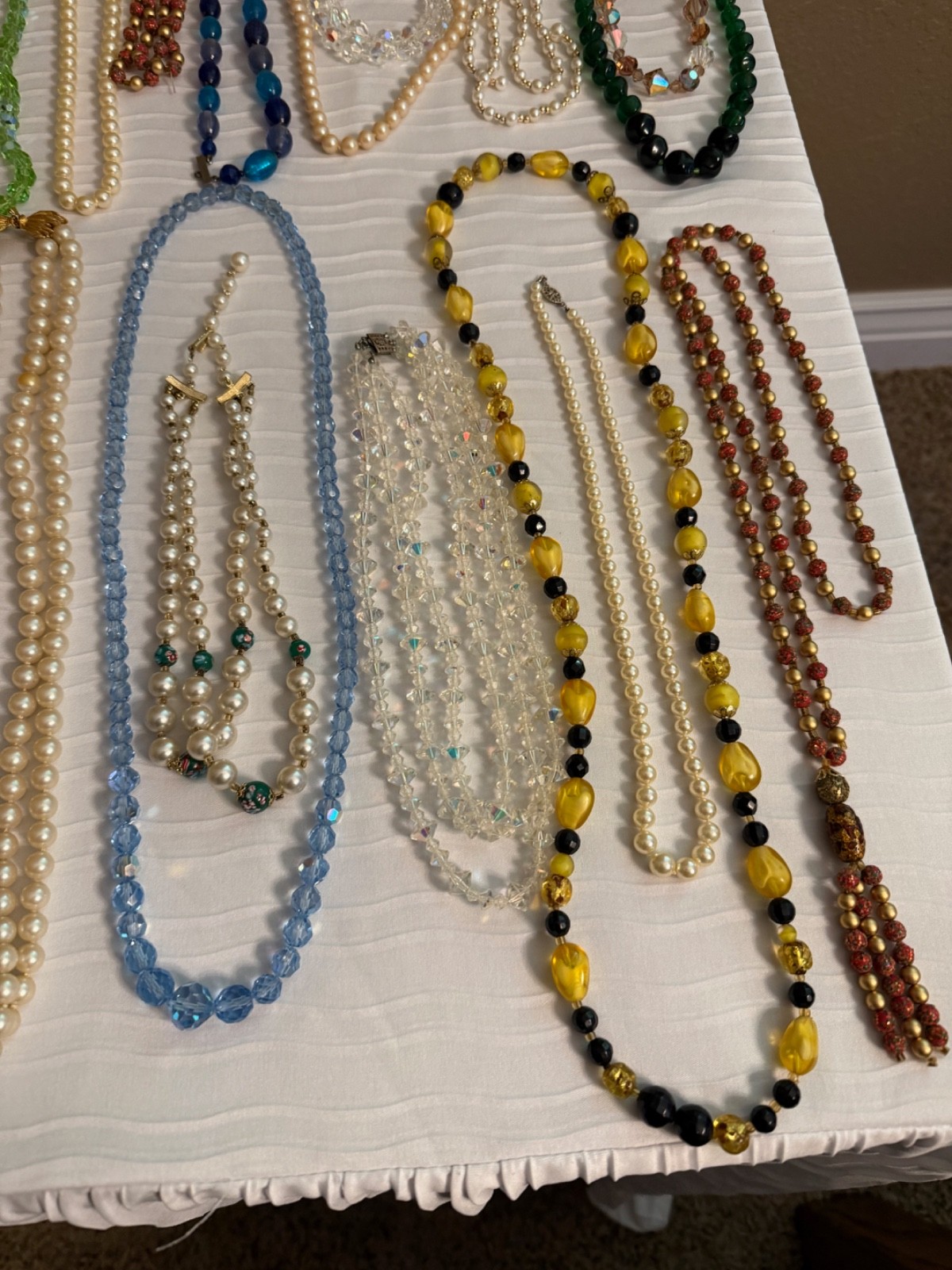 Vintage Jewelry Lot -30 Glass, Crystal, Beaded Strand Necklaces -Ready to Wear