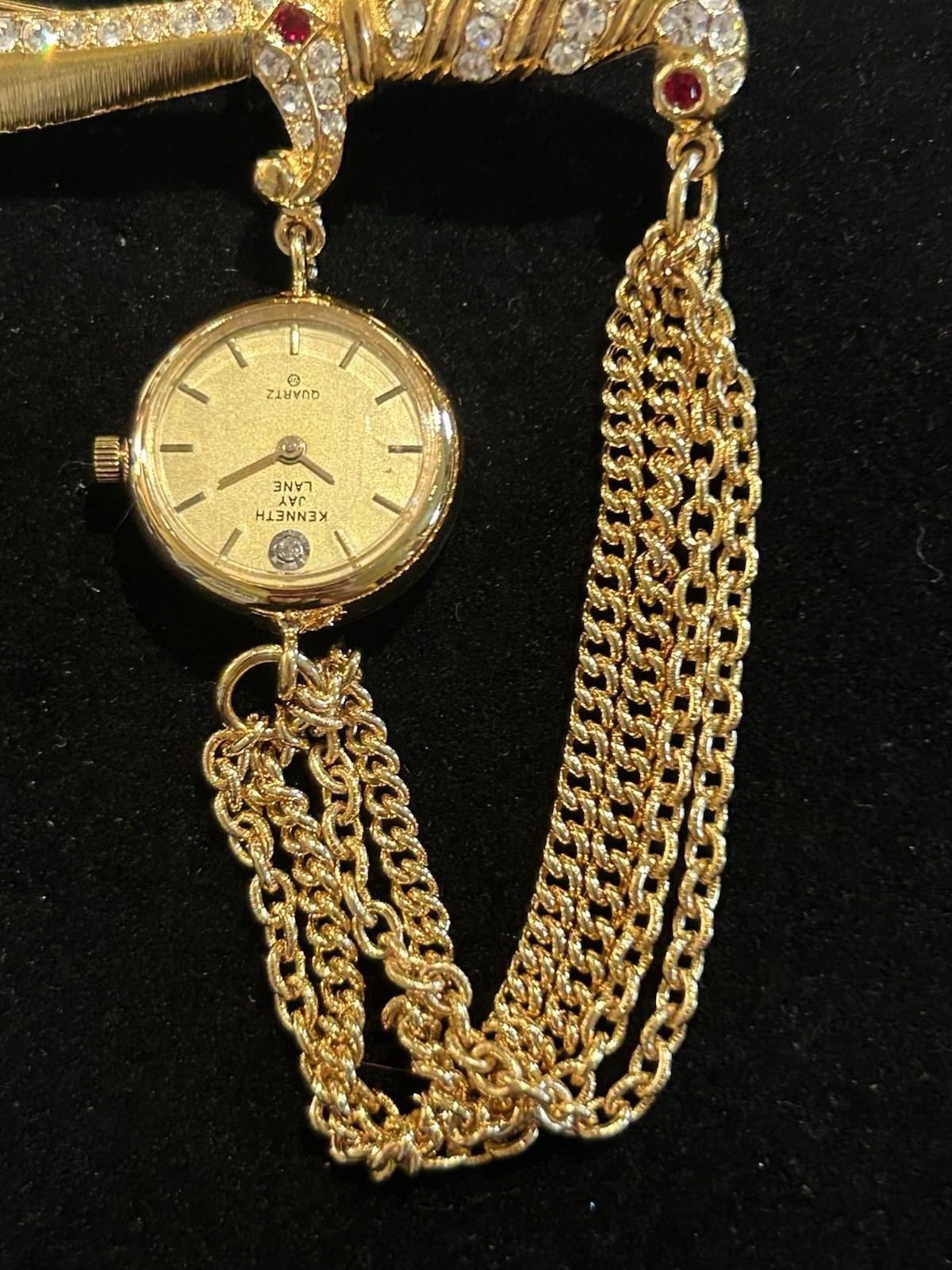RARE Kenneth Jay Lane Saber Brooch With Watch Signed