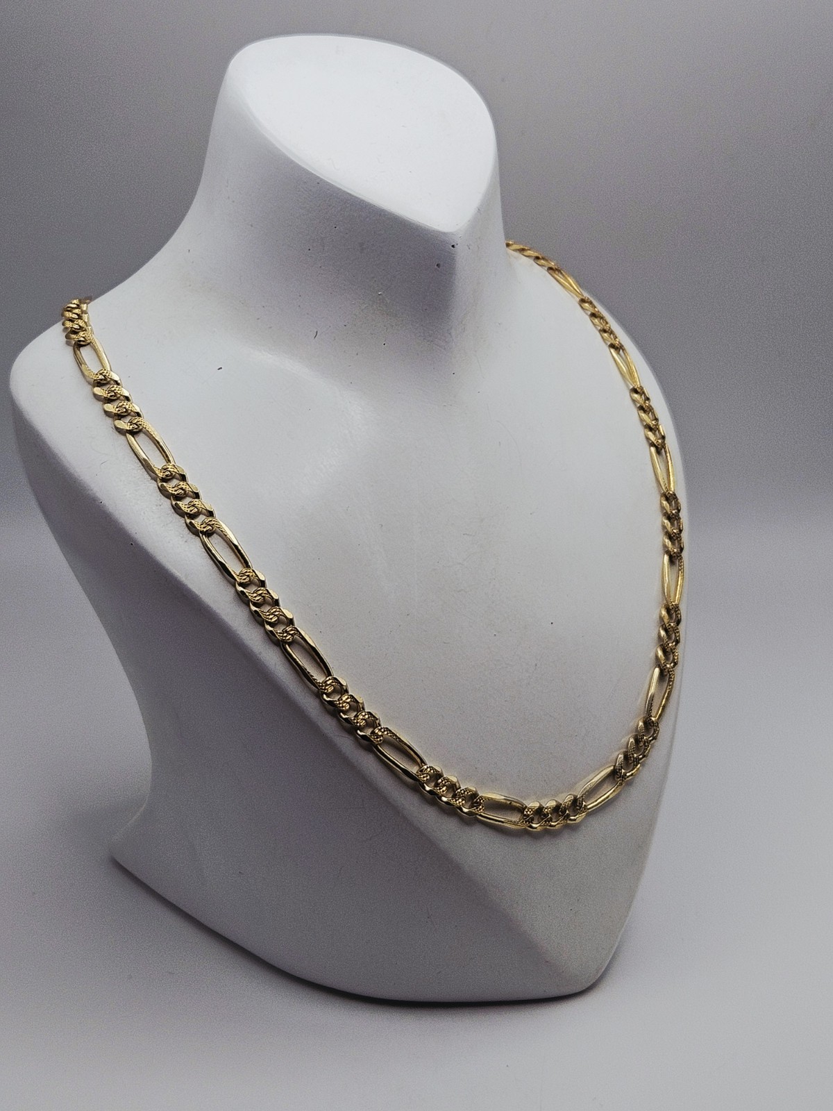 Sterling Silver Vermeil Diamond Cut 5mm Figaro Chain Necklace 24″
