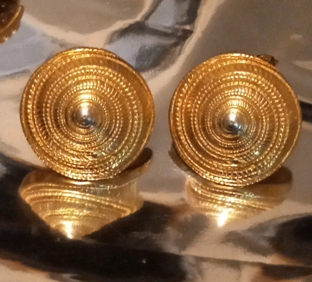 Vintage Big Chunky Gold Tone Statement Earrings Lot Clip On Enamel Rhinestone EC