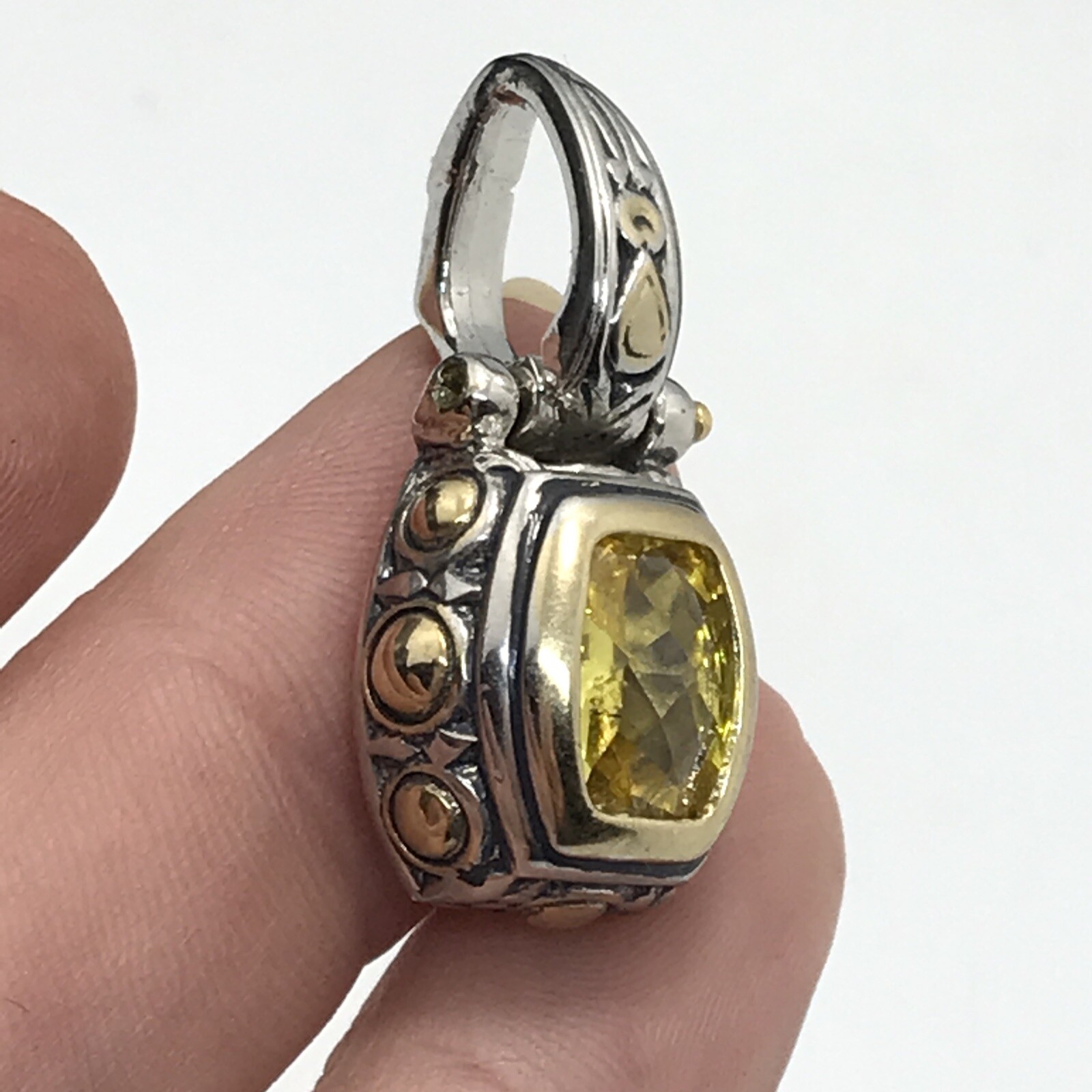 Vintage Renaissance Revival 2-Tone Citrine Yellow Cubic Zirconia Pendant