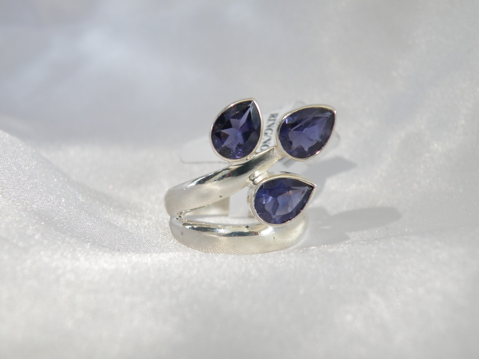 Chunky Sterling Silver 925 Bold Iolite Wrap Band Ring Size 8