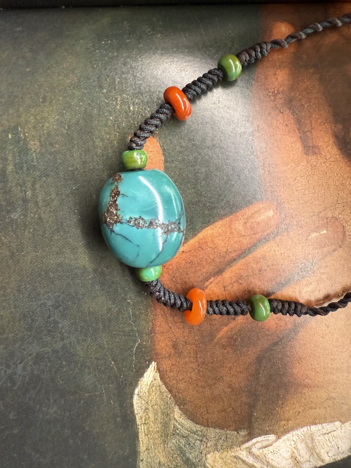 Vintage Tibetan Turquoise Bead Necklace | Handcrafted Traditional Amulet