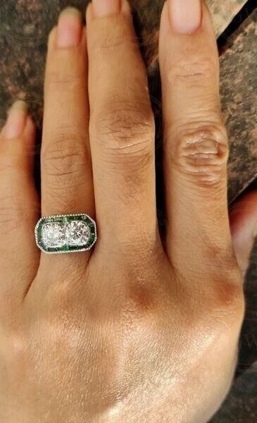 Vintage Art Deco Style Round Cut Lab Created Diamond 925 Silver Engagement Ring