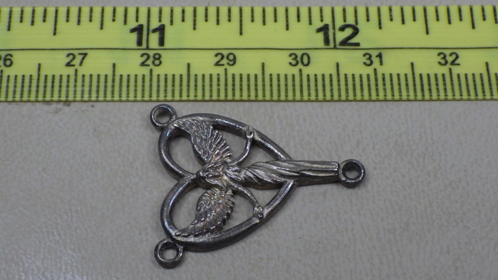 Vintage Sterling Silver .925 Sautoir Y Drop Rosary Necklace Bail Angel