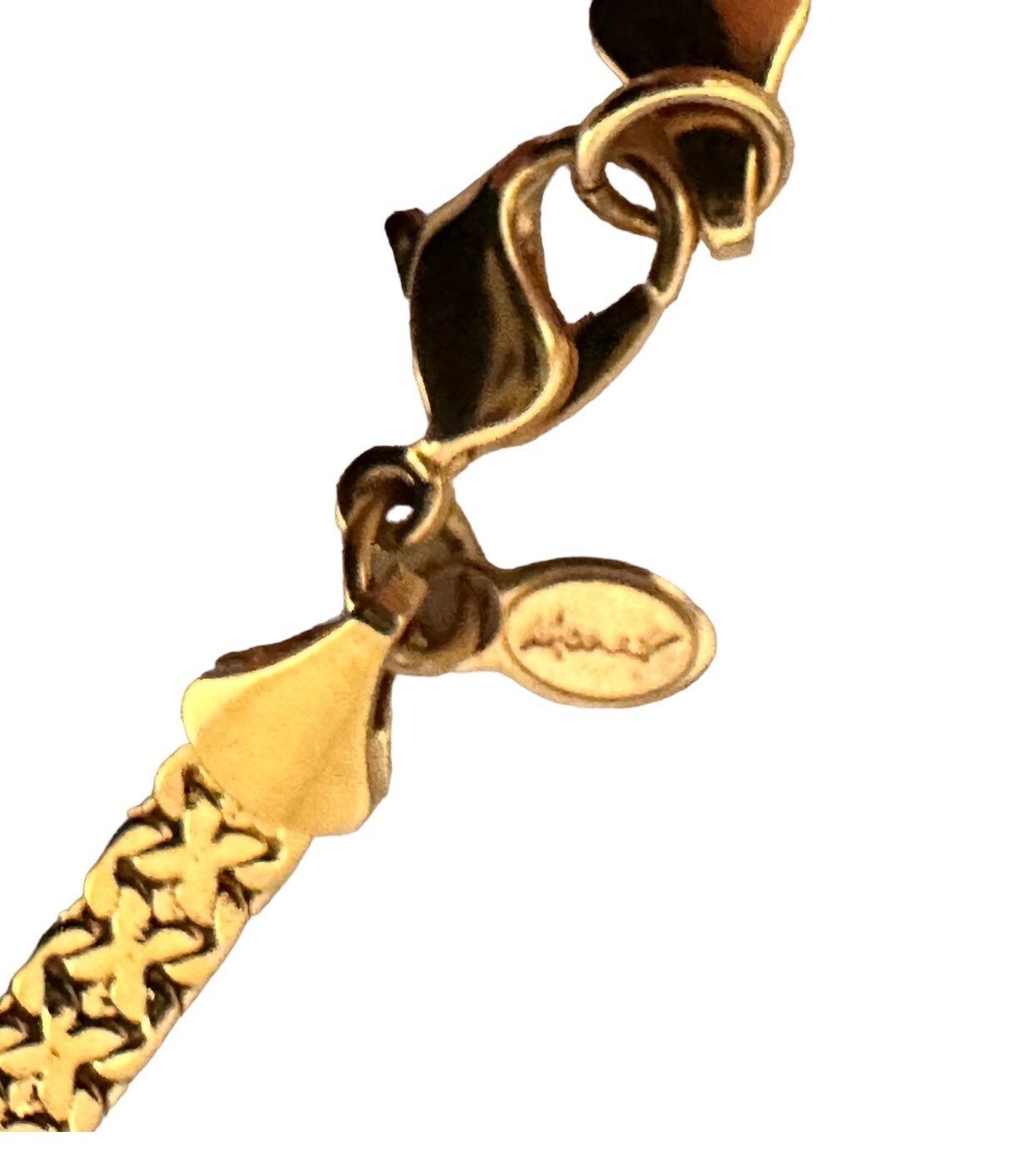 Vintage MONET Gold Tone Flat Chain Choker Necklace 17.5 in