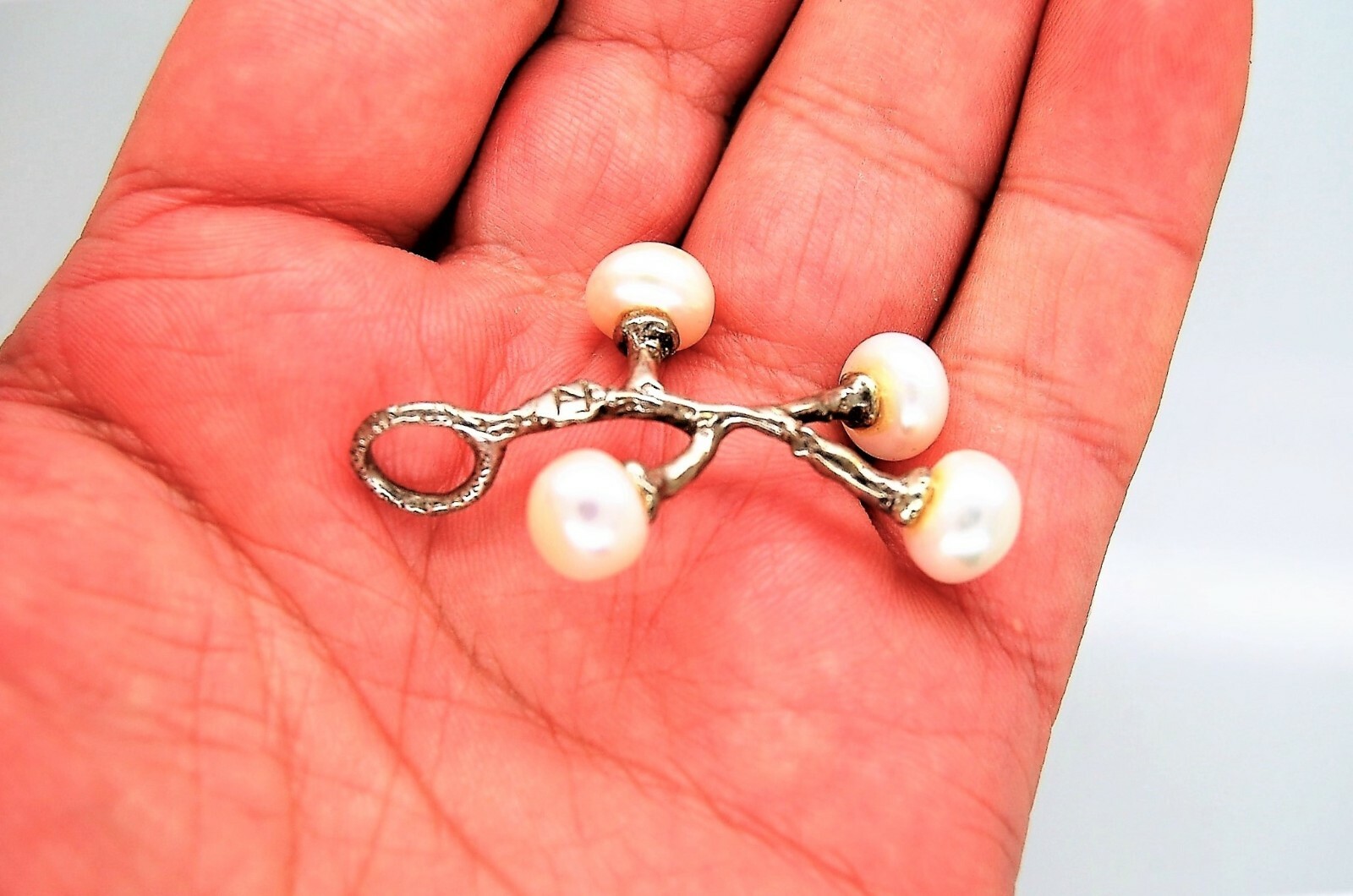 VINTAGE 925 STERLING SILVER JZ PEARL PENDANT