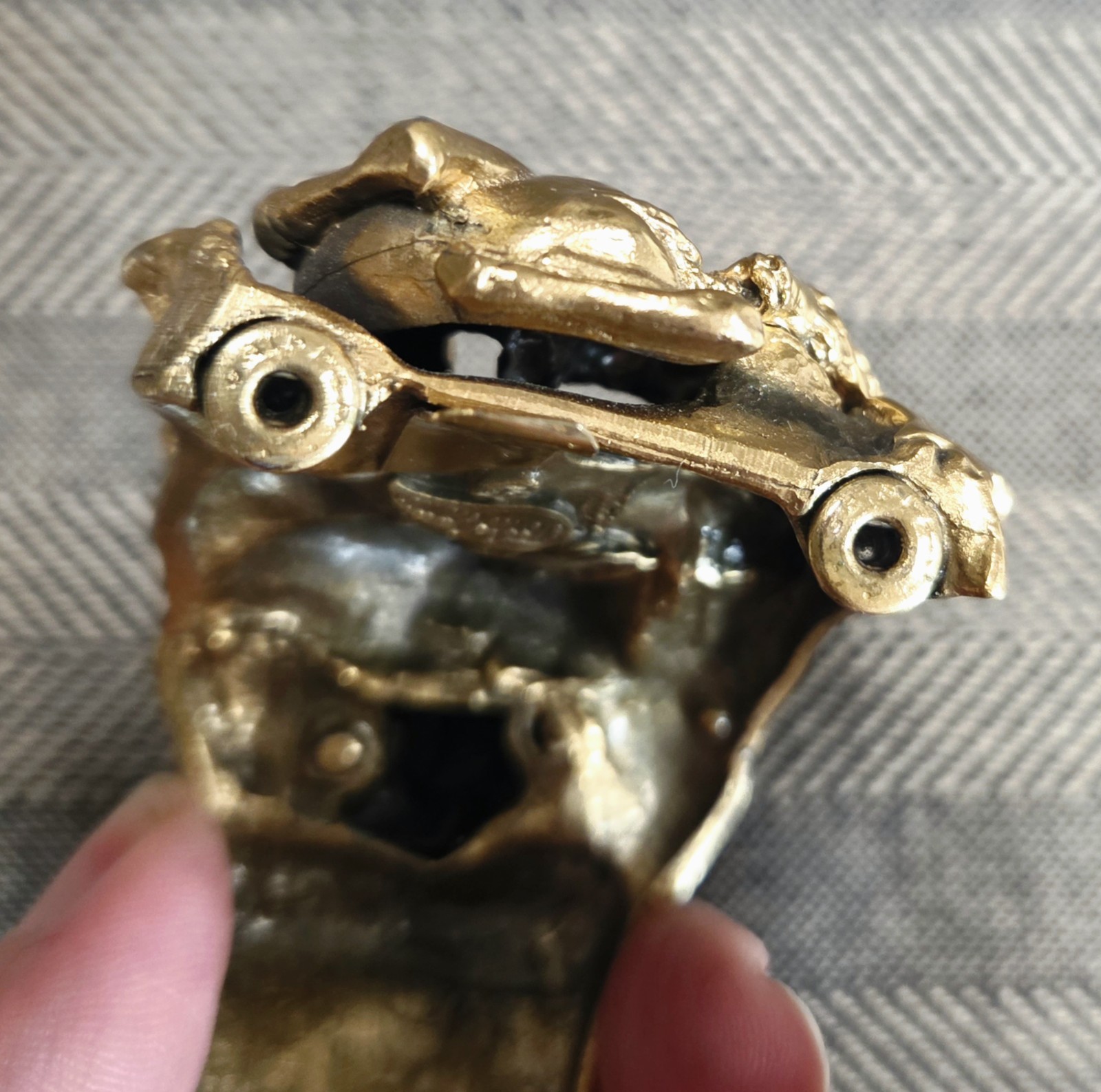 Tortolani Zodiac Clamper Cuff Bracelet Brutalist Sculptural 60s Signed Costume