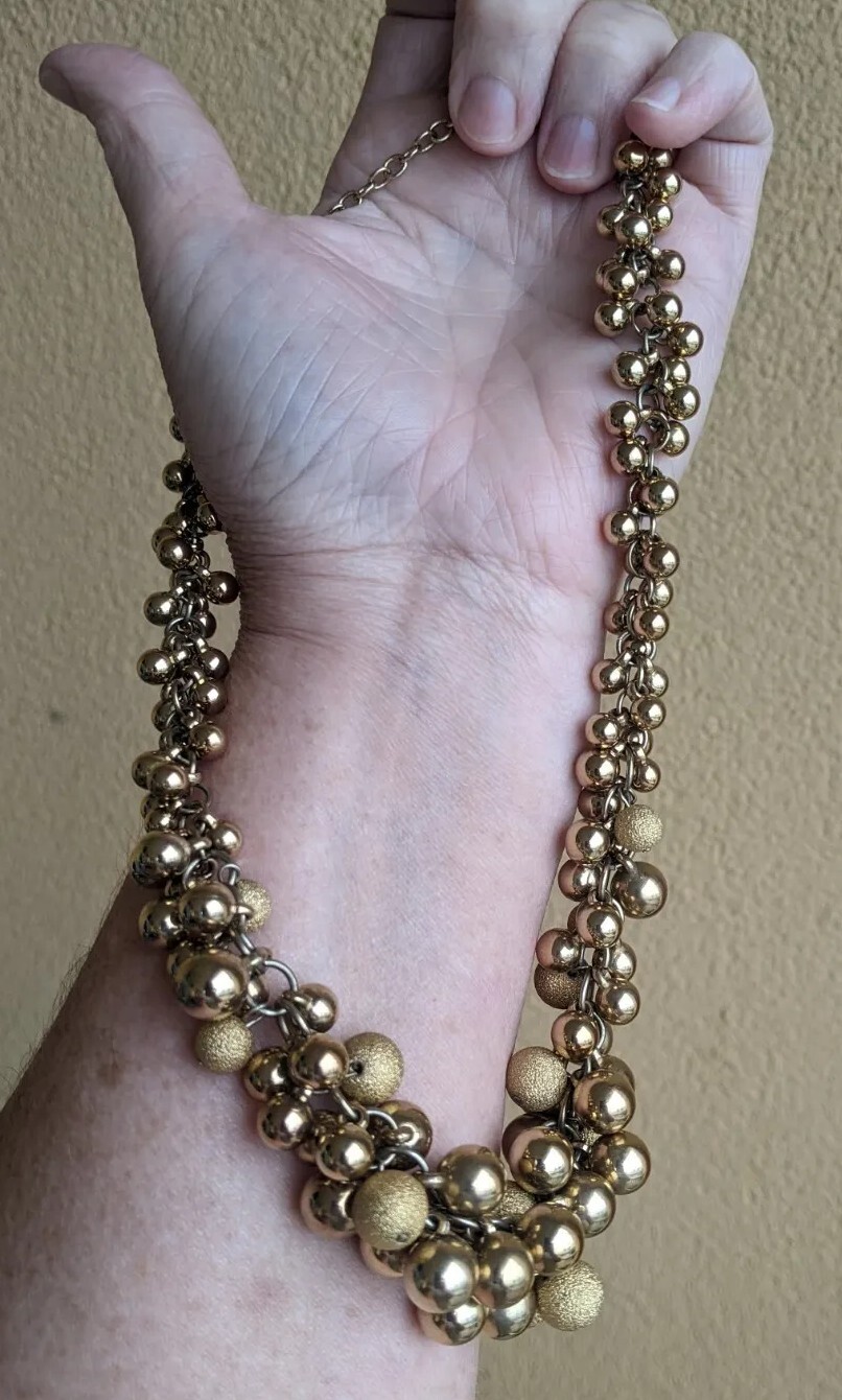 Aigner Necklace Gold Colored Metal Multiple Beads Balls aug22