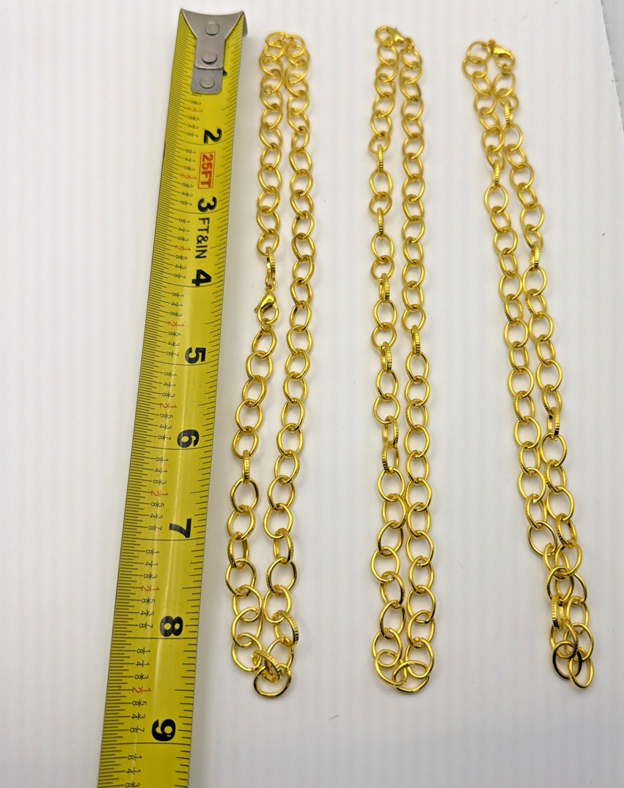3 Vintage Loop Gold Tone Chain Necklace Lot#L09