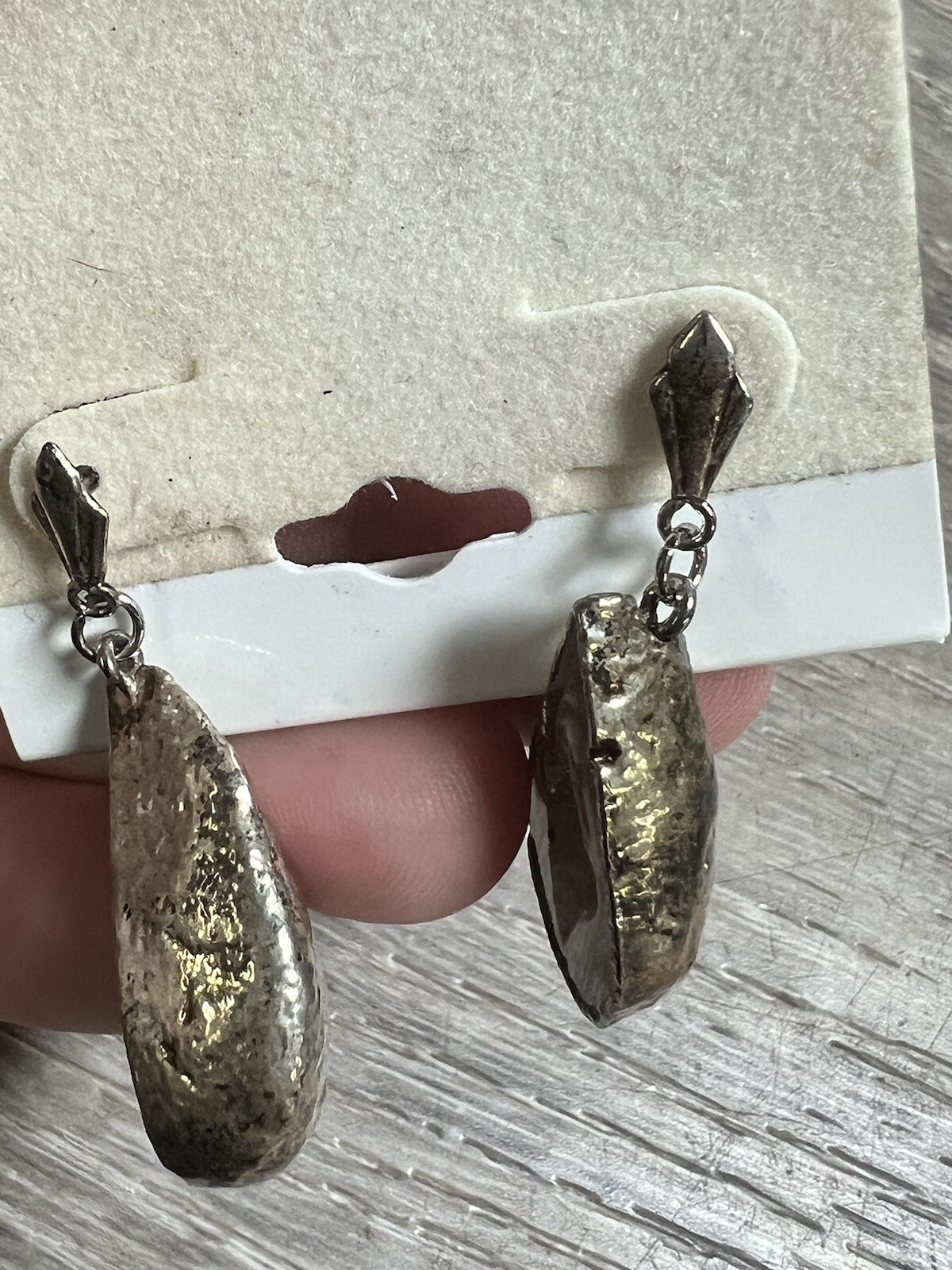 Vintage Real geode earrings Crystal Rocks Silver Jewelry Dangle Bin 53