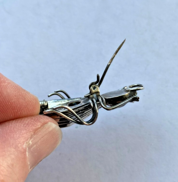 Vintage Sterling Silver Signed Taxco 925 Insect Bug Pin Brooch 1.75 Inches Long
