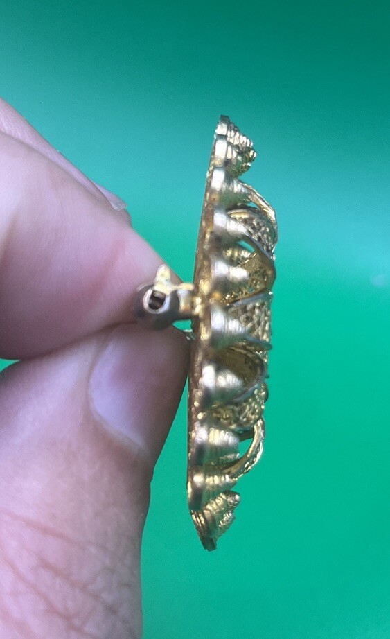 Vintage Gold Wash Sterling Filigree Flower Pin Brooch 3D