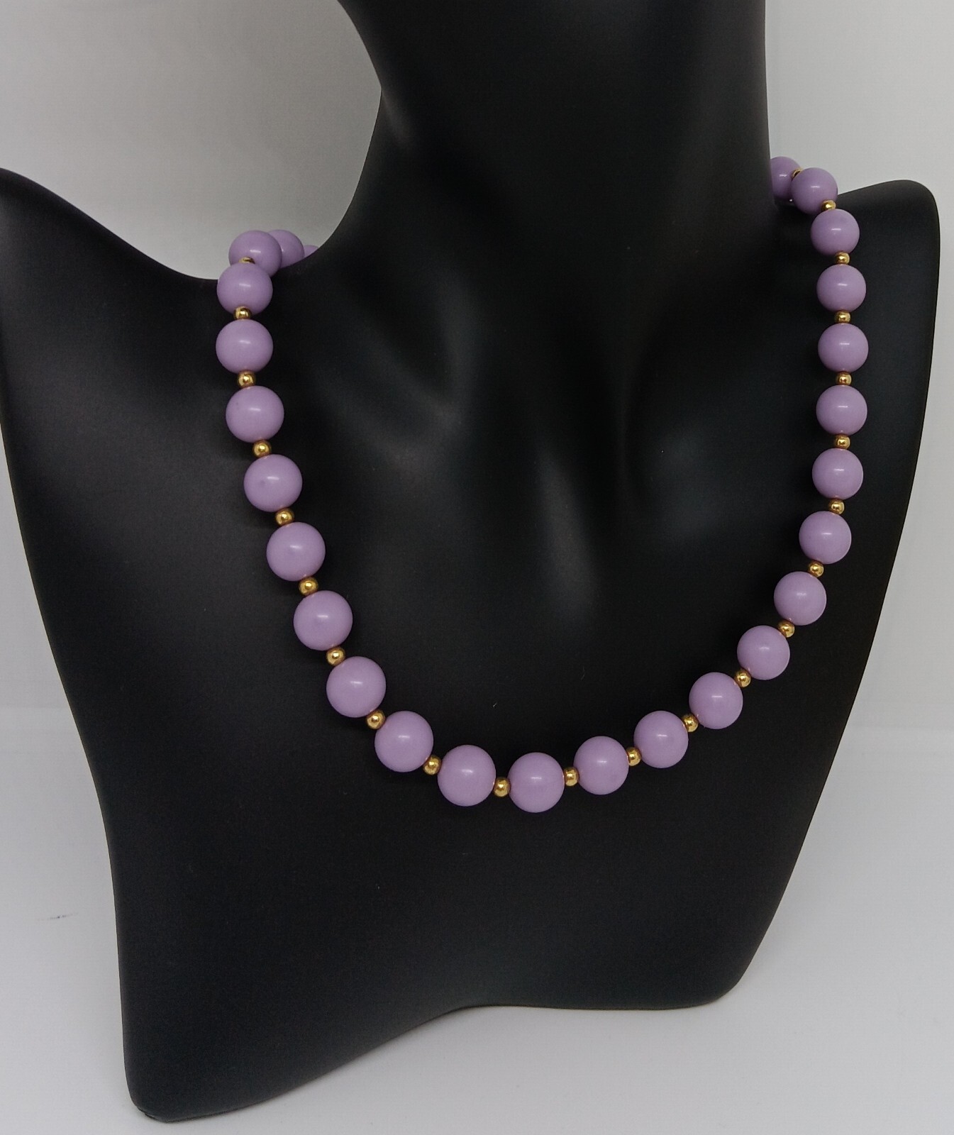 Vintage Monet Lavender Gold Tone Beaded Choker Necklace 18” EUC