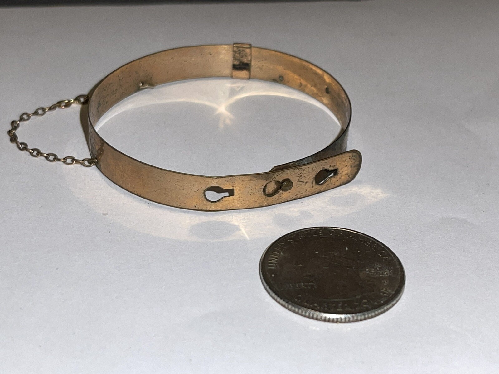 Antique Victorian Edwardian Hearts & Flowers Etched Buckle Bracelet Adjust 6-7”