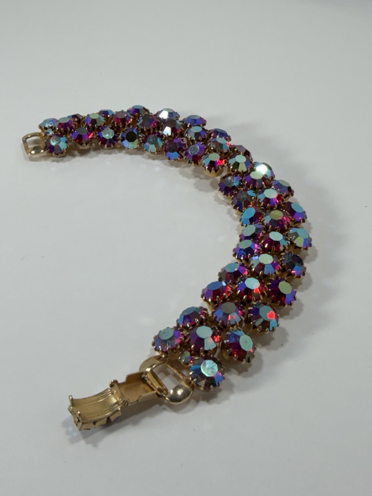 Vintage Signed Weiss AB Rhinestone Bracelet 7.5”