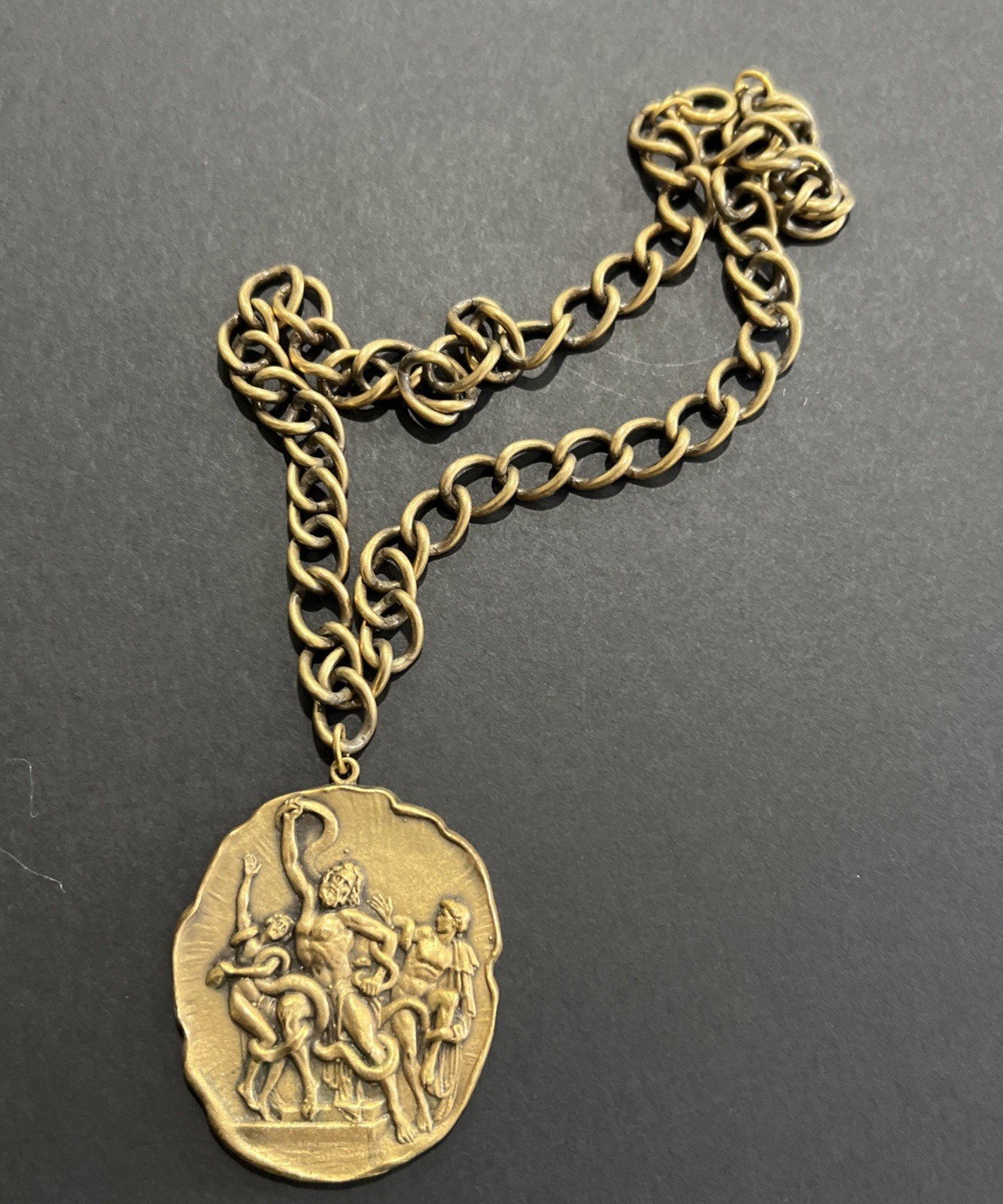 VTG 1960’s SIGNED JOSEFF of HOLLYWOOD MEDALLION NECKLACE / LAOCOON SERPENT