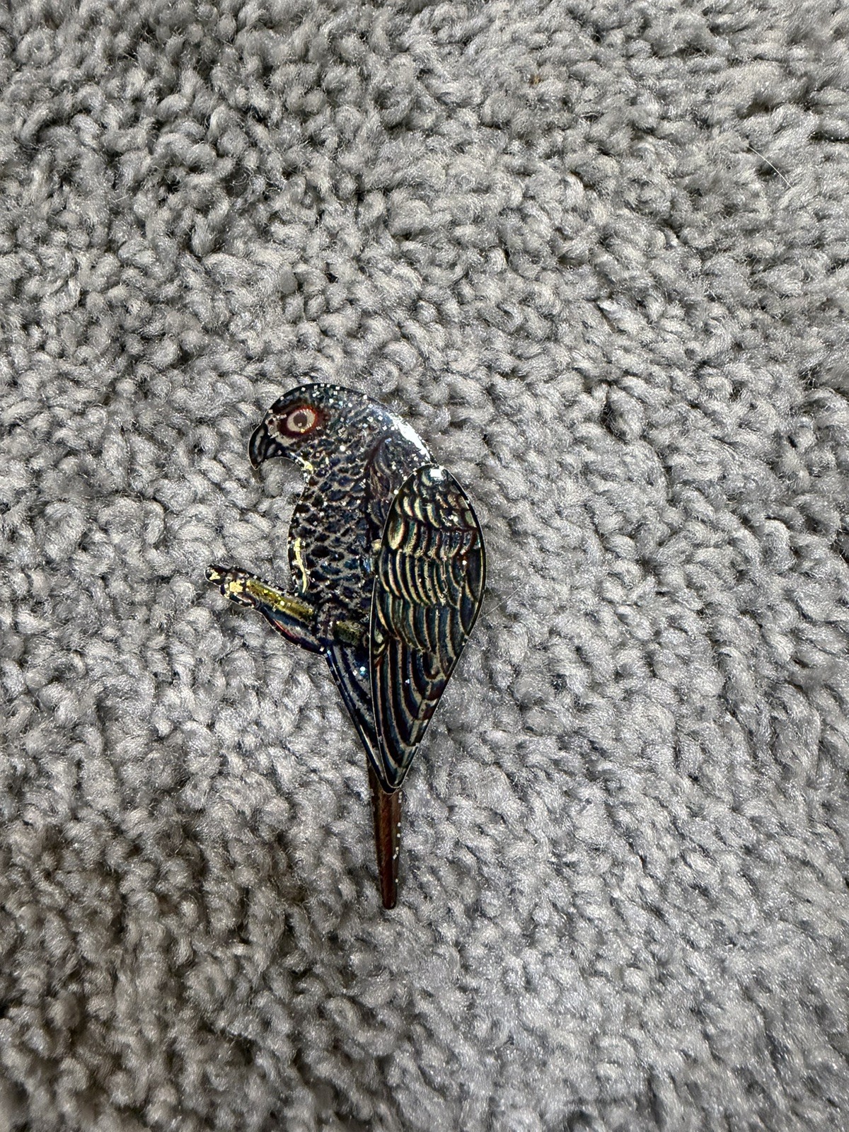 Vintage Brass Colorful Parrot Brooch Pin