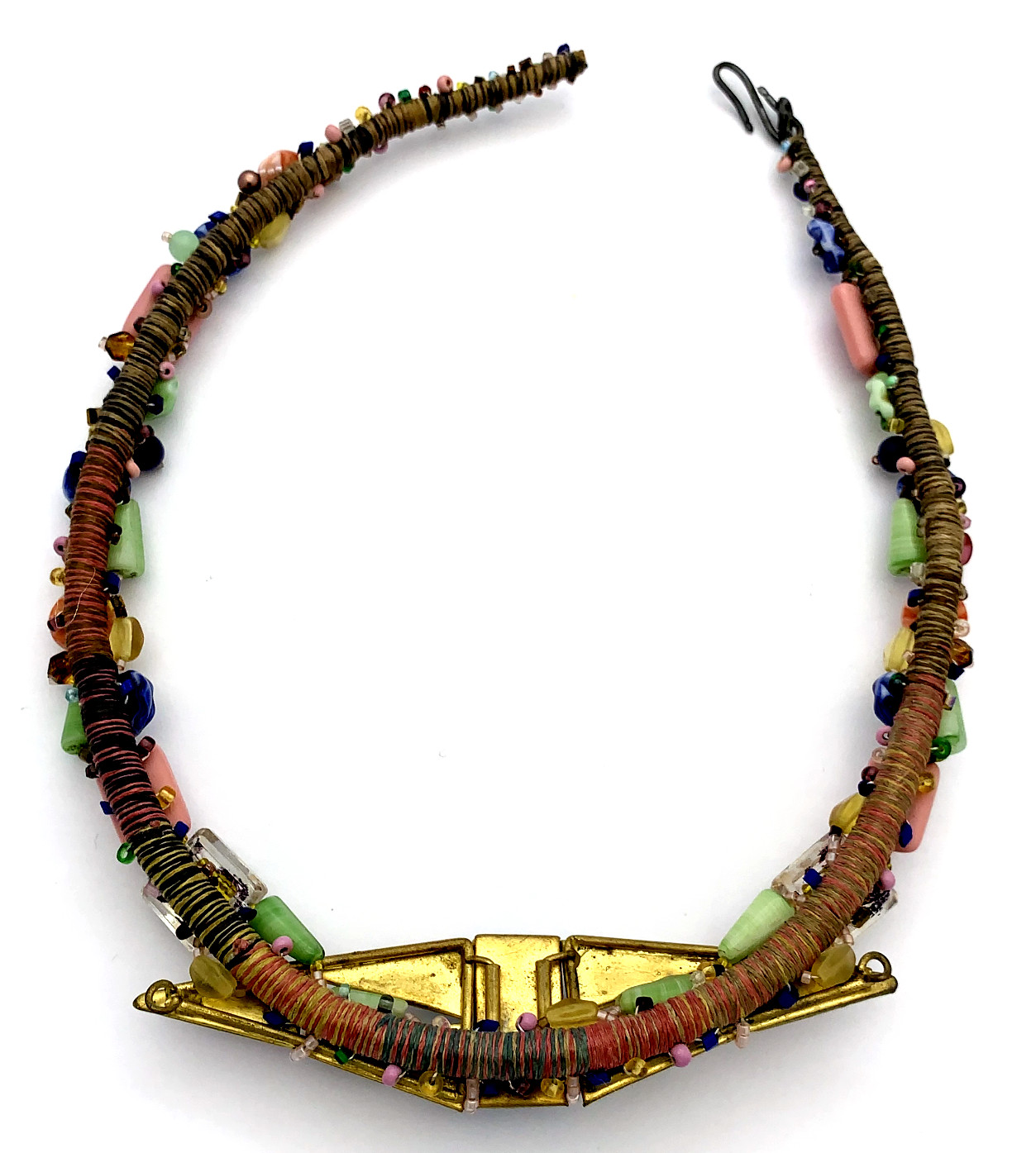 UNIQUE MIXED MEDIA ARTISAN STATEMENT NECKLACE