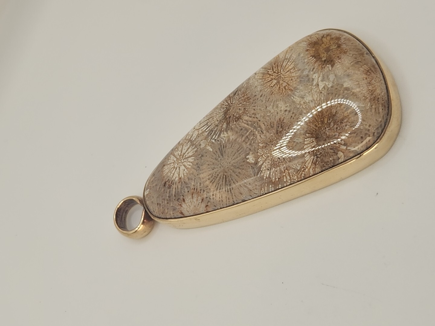 STEPHEN DWECK Large Vintage 2002 Fossil Coral Stone Bronze Pendant. Unique