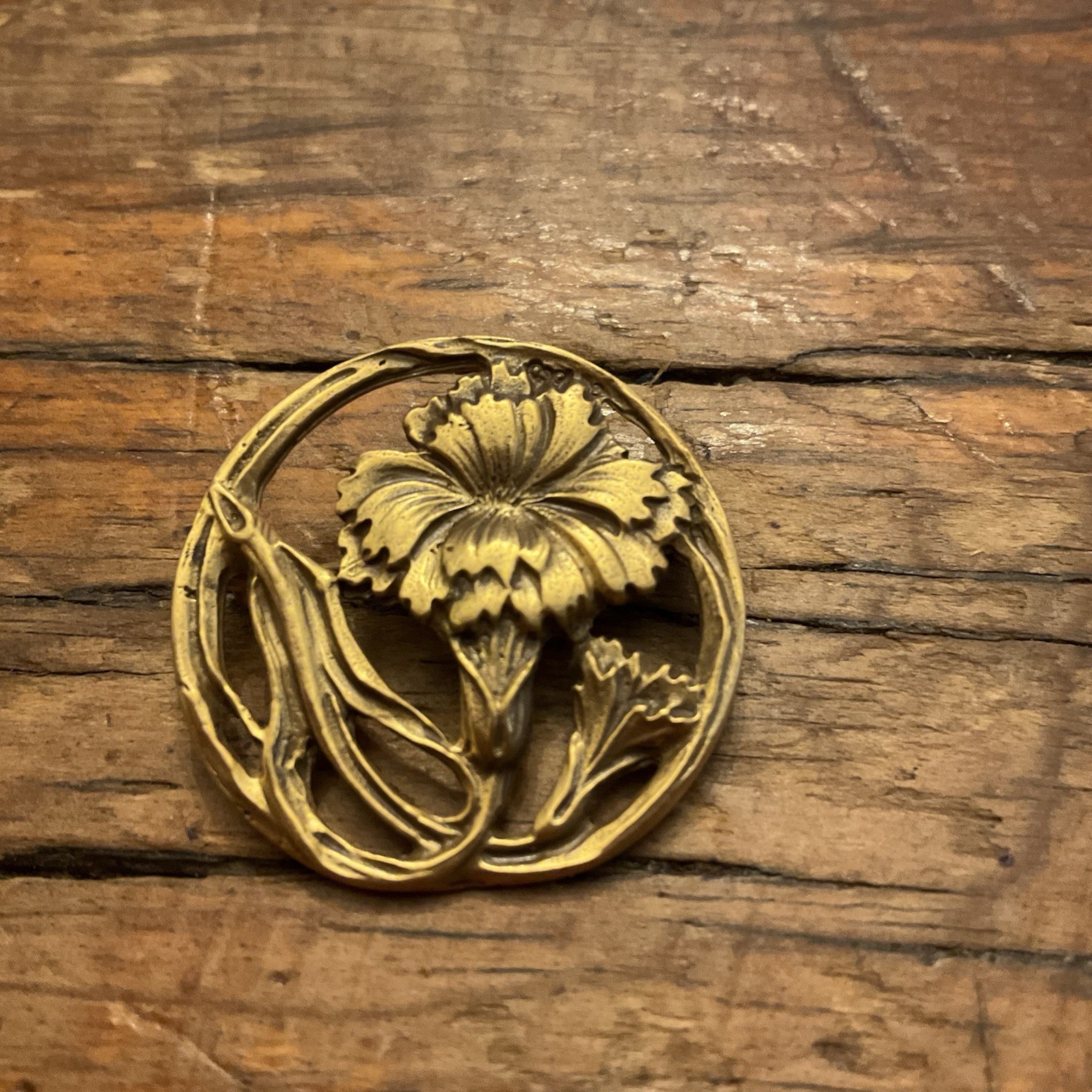 Vintage Alva Studios Floral Flower Garden Gold Tone Pin Brooch~1 1/4 Inches