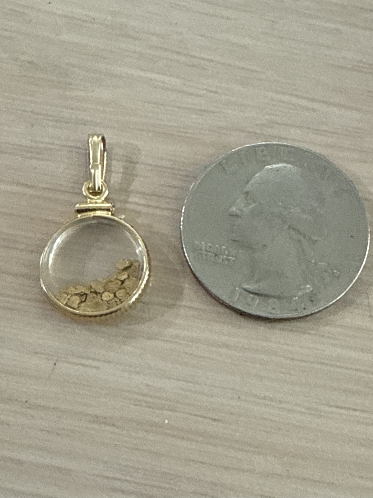 Vintage Gold Filled Frame Charm With Gold Flakes Pendant