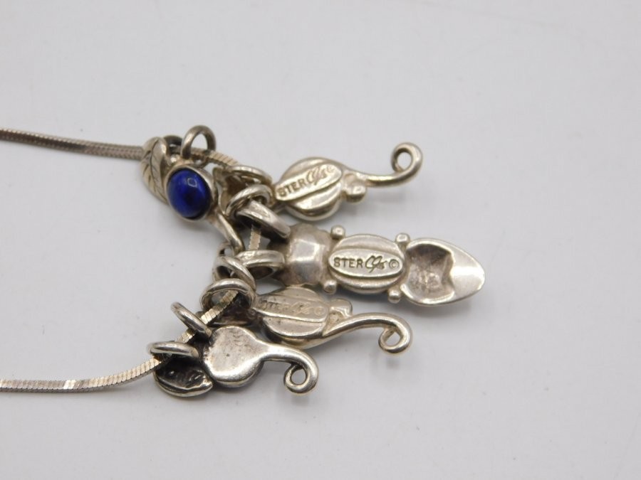 VINTAGE NECKLACE~CAROLYN POLLACK~SOUTHWESTERN LOOK/STERLING SILVER~5 CHARMS