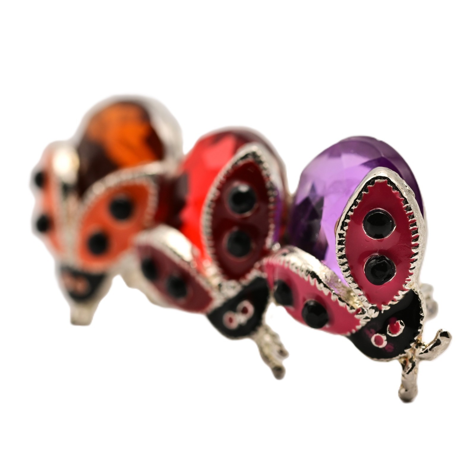 TANYA CREATIONS Original Vintage Rhinestone Enamel Estate Ladybug Brooch Pin