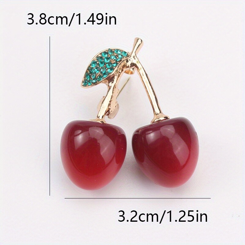 Cute Sweet Girl Simple Fashion Fruit Cherry Brooch Women Men Jewelry Gift