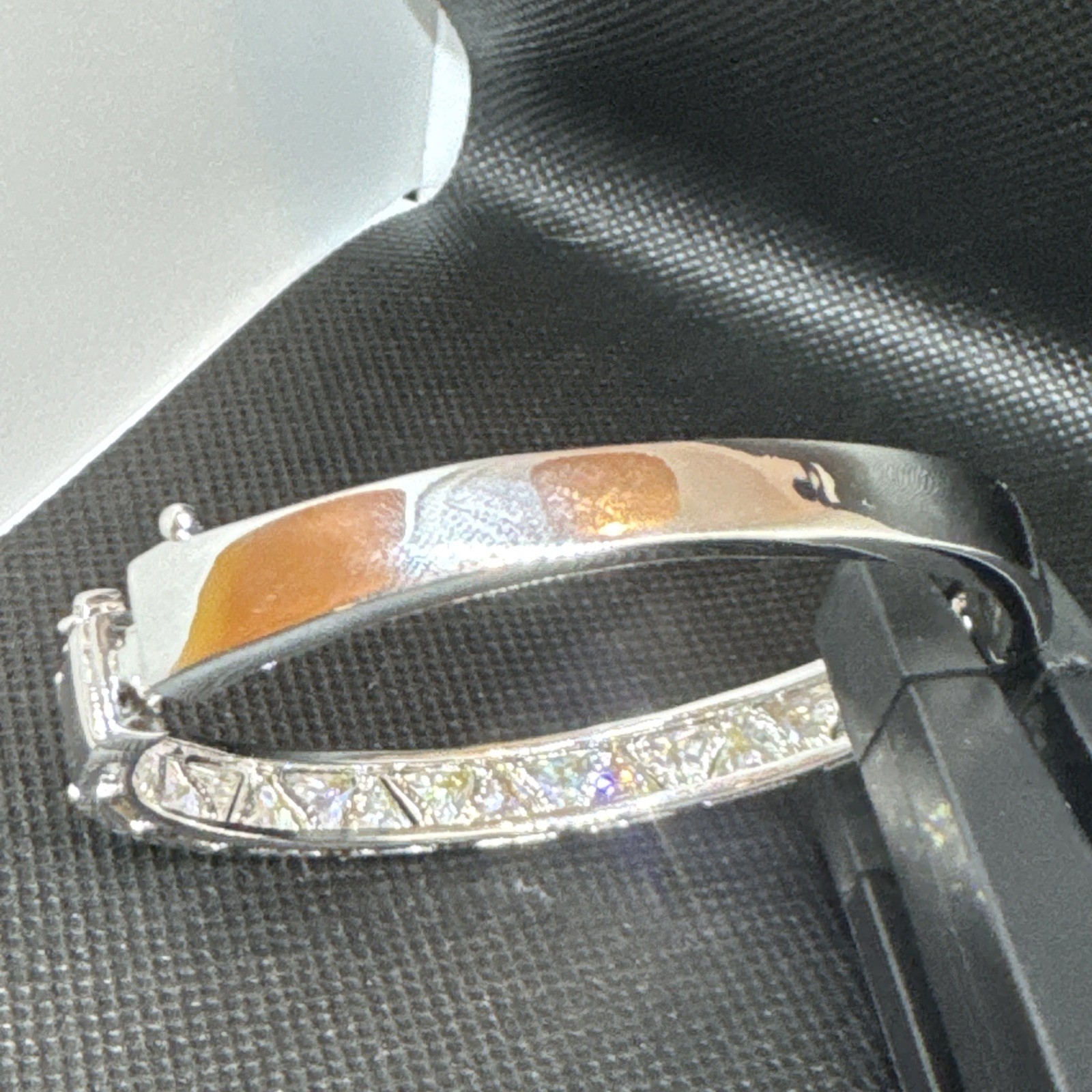 Suzanne Somers 925 Bangle Bracelet w/40 Trillion Cut Iridescent Cubic Zirconia