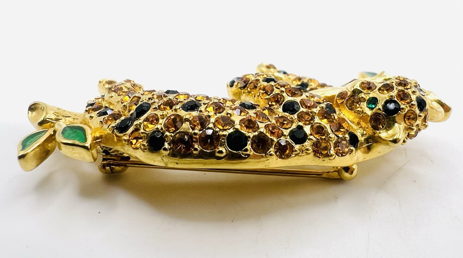 Vintage Trifari Safari Limited Edition 1997 Rhinestone Leopard Enamel BroochPin