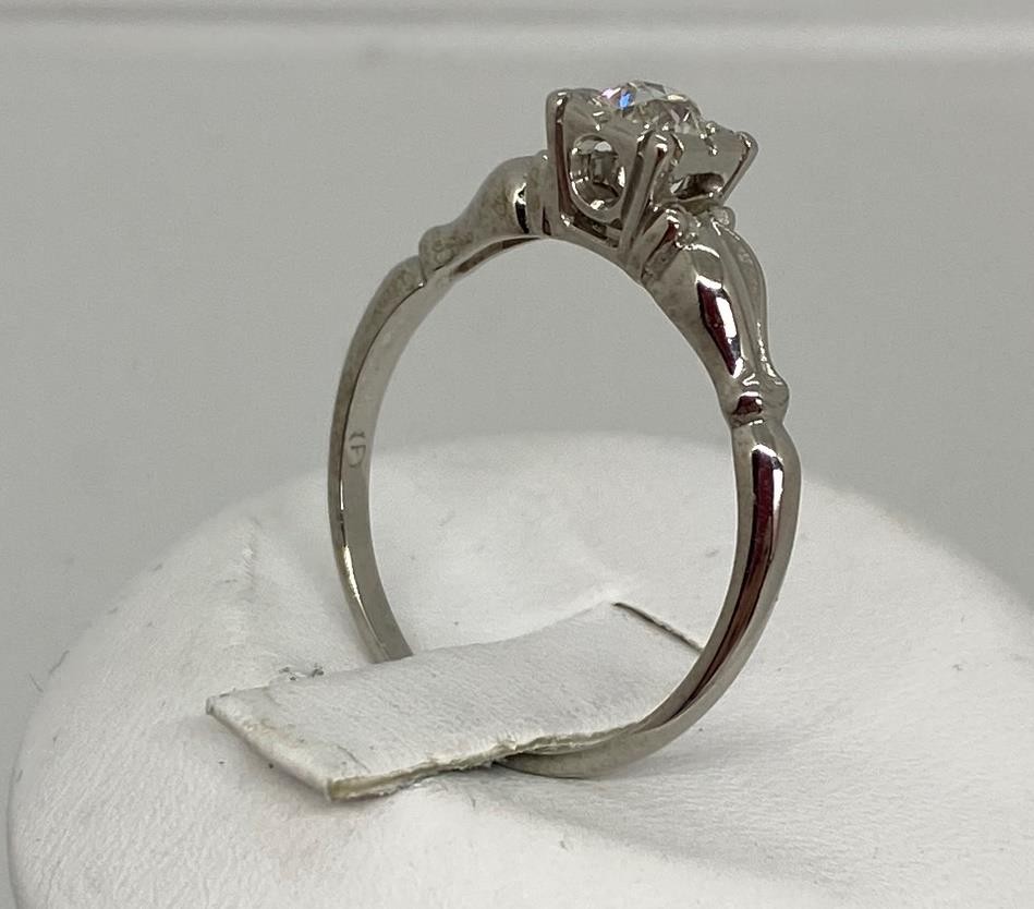 Vintage Platinum apx .20 ct Old European Cut Diamond SINC circa 1930 sz 7.5 #R61
