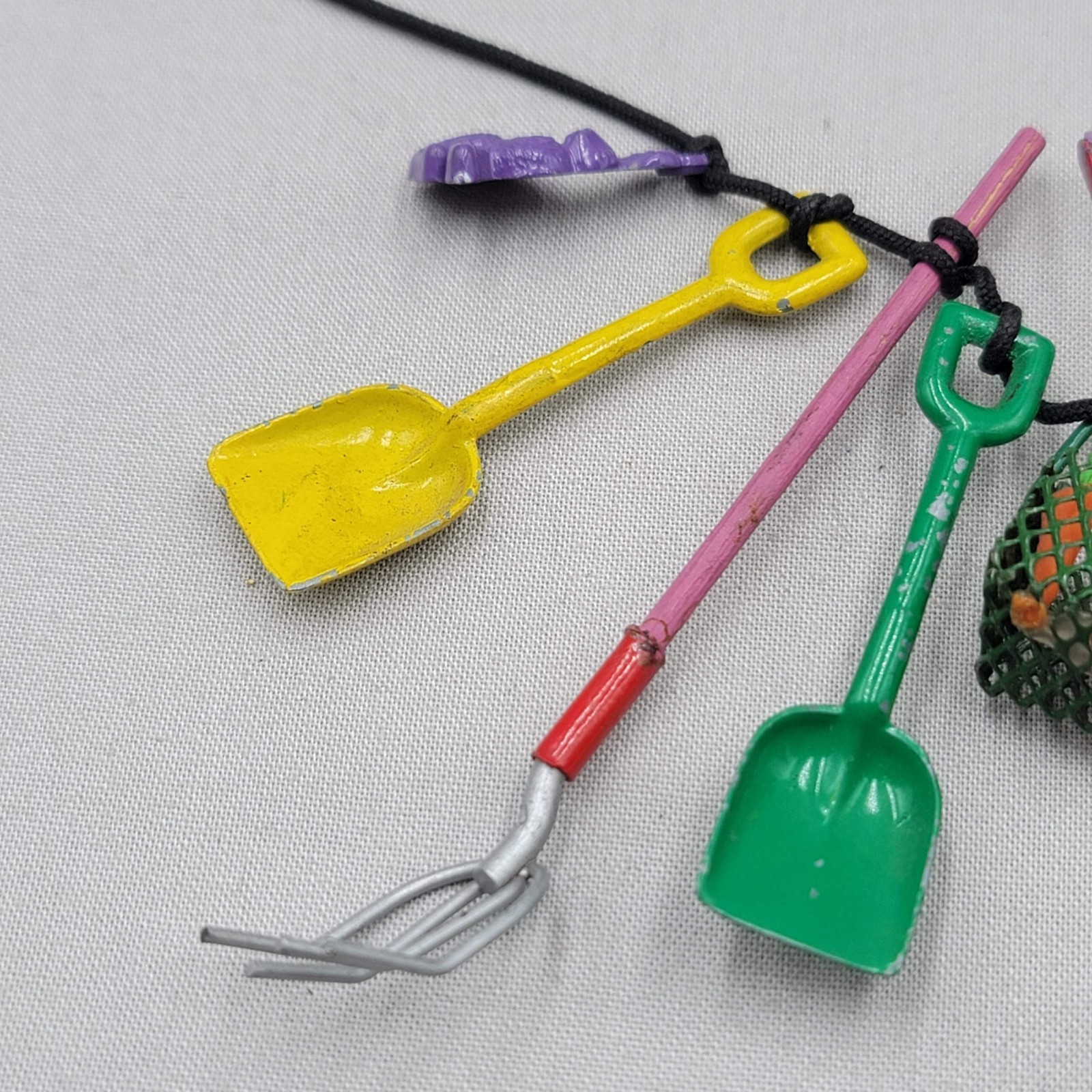 Artisan Gardening Necklace Enamel over Metal Multicolor Miniatures So FUN!