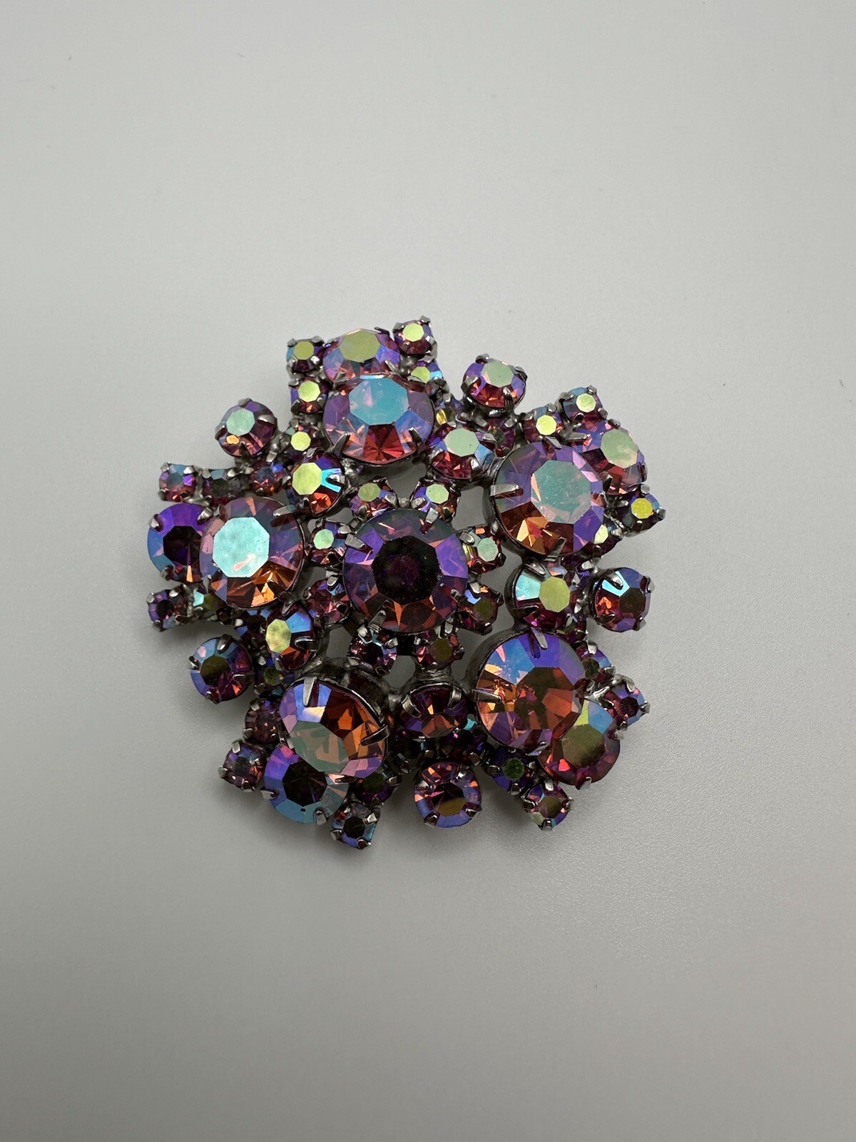 Vintage Red Iridescent Brooch 5.4cm