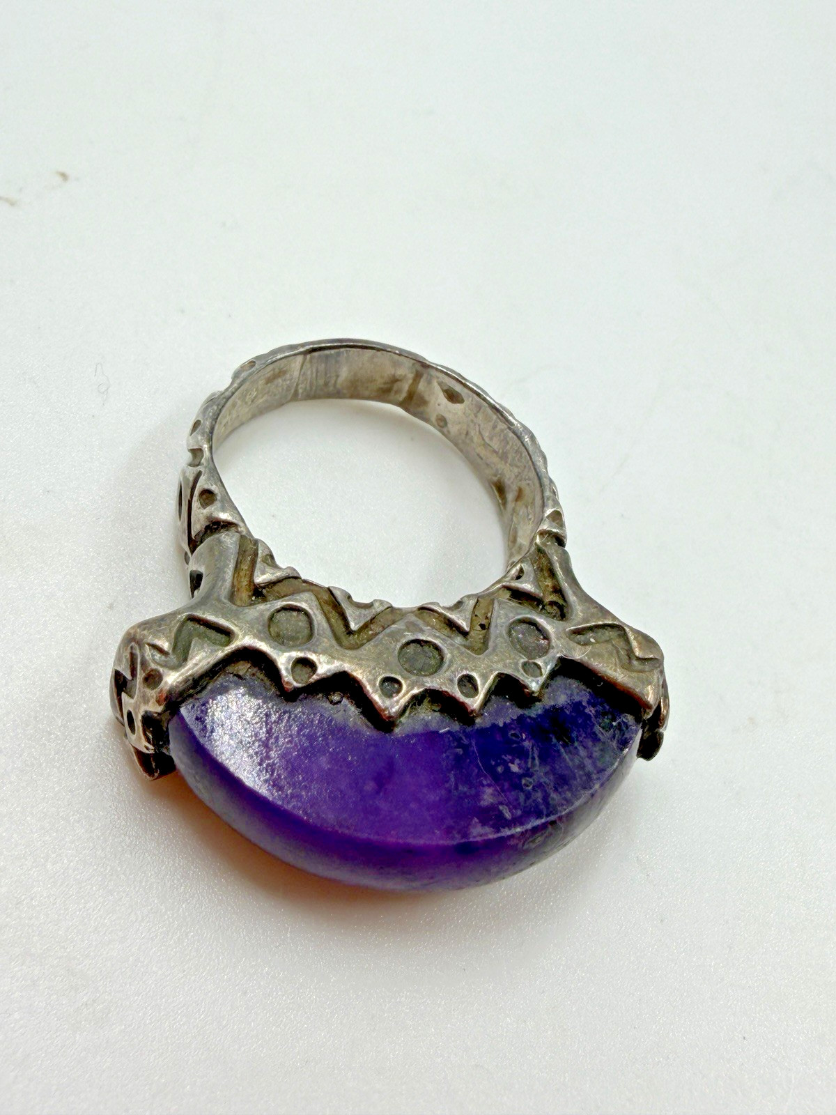 Vintage Dian Malouf Ring Statement DLM Purple Domed Top Heavy Magical 7.5