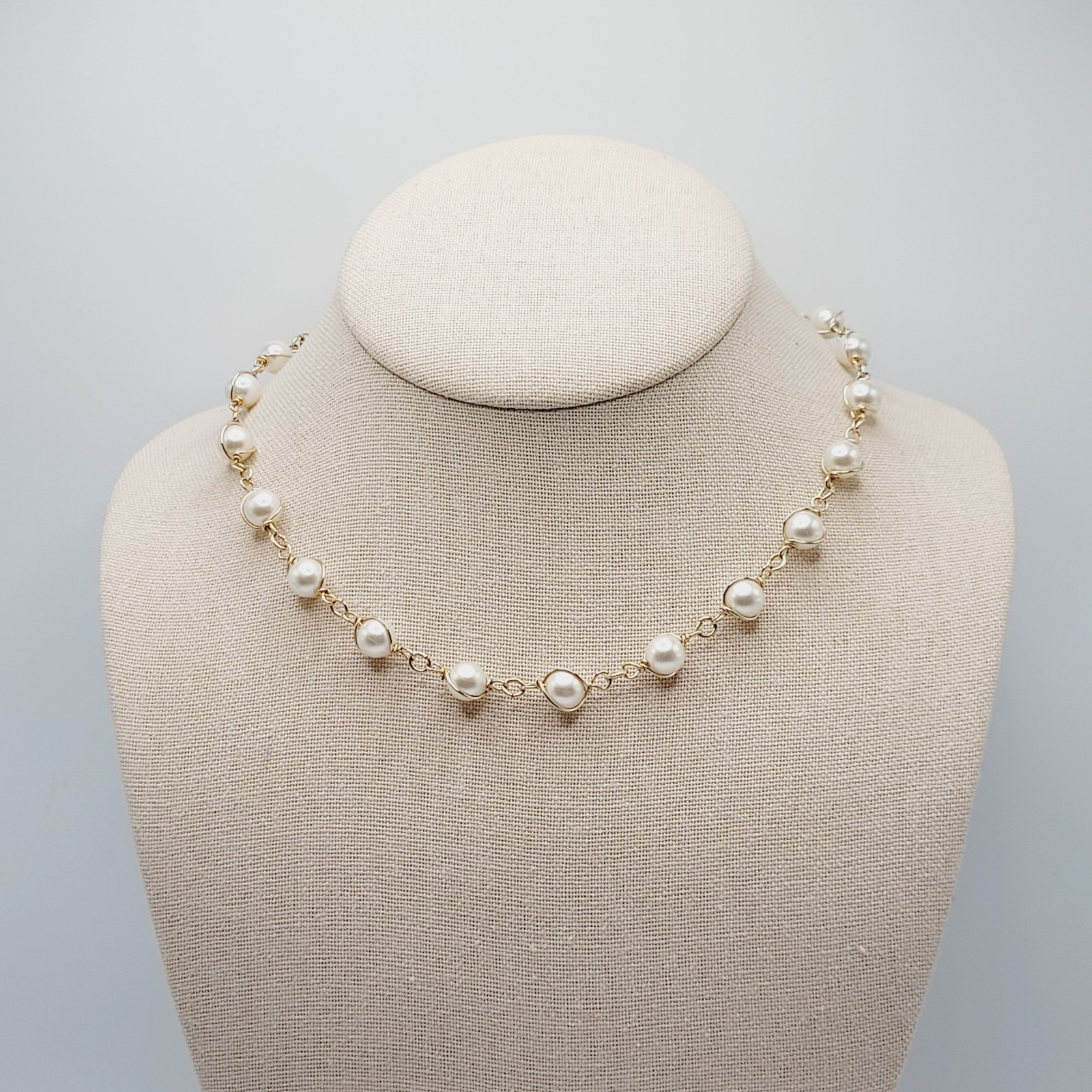 Sarah Coventry Faux Pearl Caged Style Bracelet 7.25 in Necklace 16 in Vtg Signed