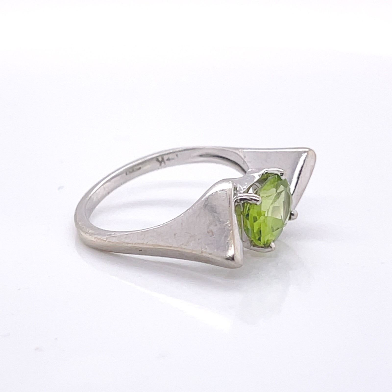 14 Karat White Modernist Designer Gold & Citrine Ring – 14k gemstone VR