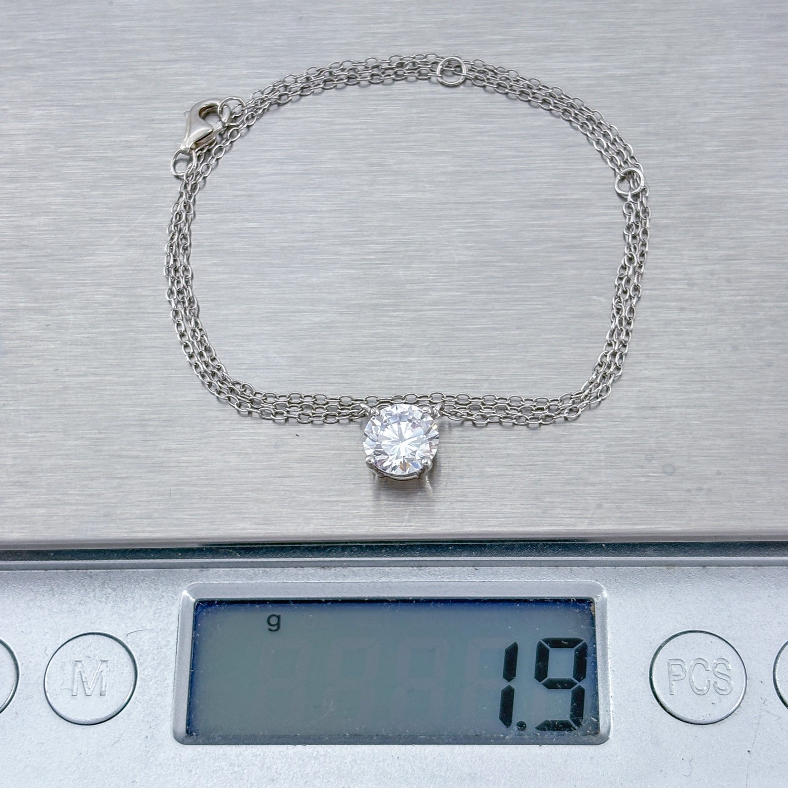 Vintage Sterling Silver 925 Cubic Zirconia Pendant Necklace 16″, 17,” 18″