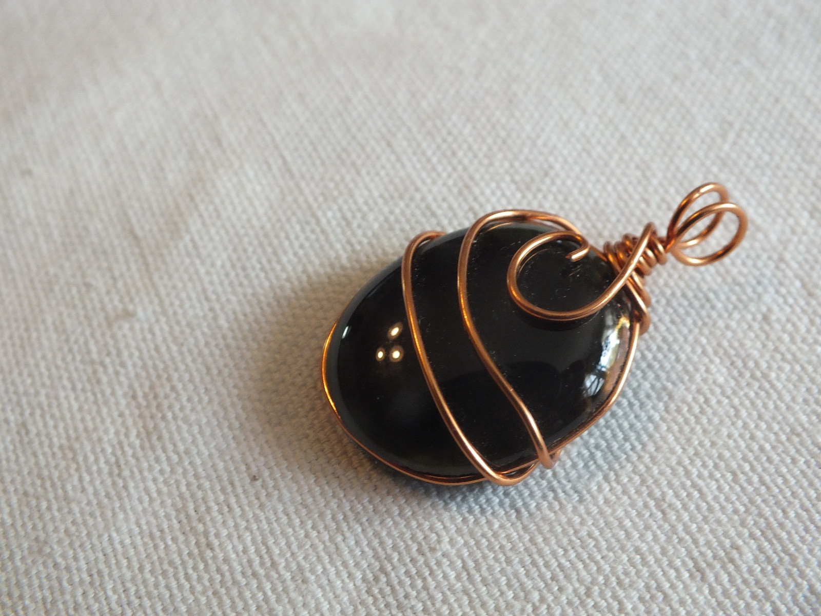 Collectible Handmade By Cancer Survivor Pendant Copper Tone Deep Green 1 1/2 x1″