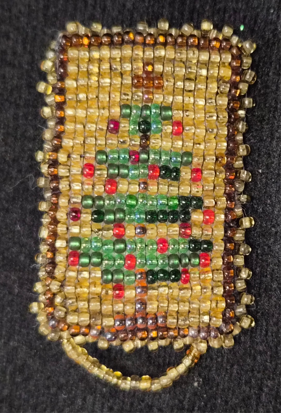 Vintage Handmade Glass Seed Bead Christmas Tree Holiday Pin / Brooch