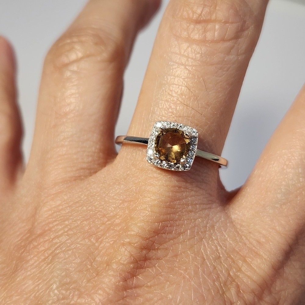 NIB Semi VTG 1cts Golden Champagne Topaz 925 Ring Sz 9/10
