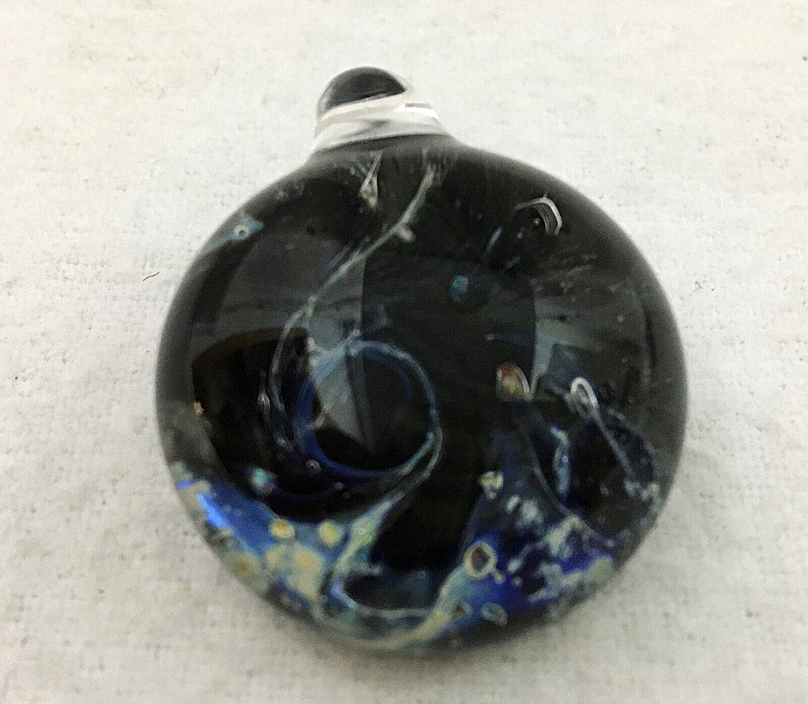 Lot of 3 Abstract Art Glass Pendants Modern Unique Blue White Foil Clear 3D