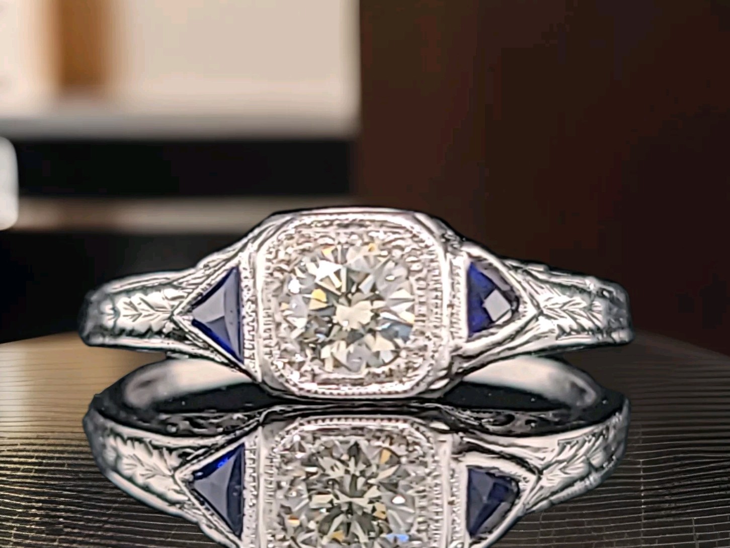 Platinum Vintage Filigree Engagement Ring 0.32ct Natural Round Diamond