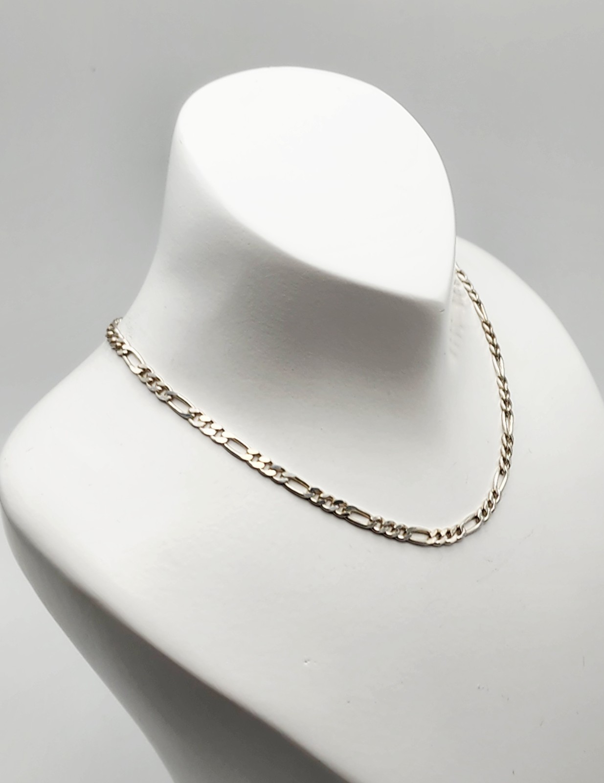 CS Italy Vintage Sterilng Silver Extra Long Figaro Chain Necklace 30″