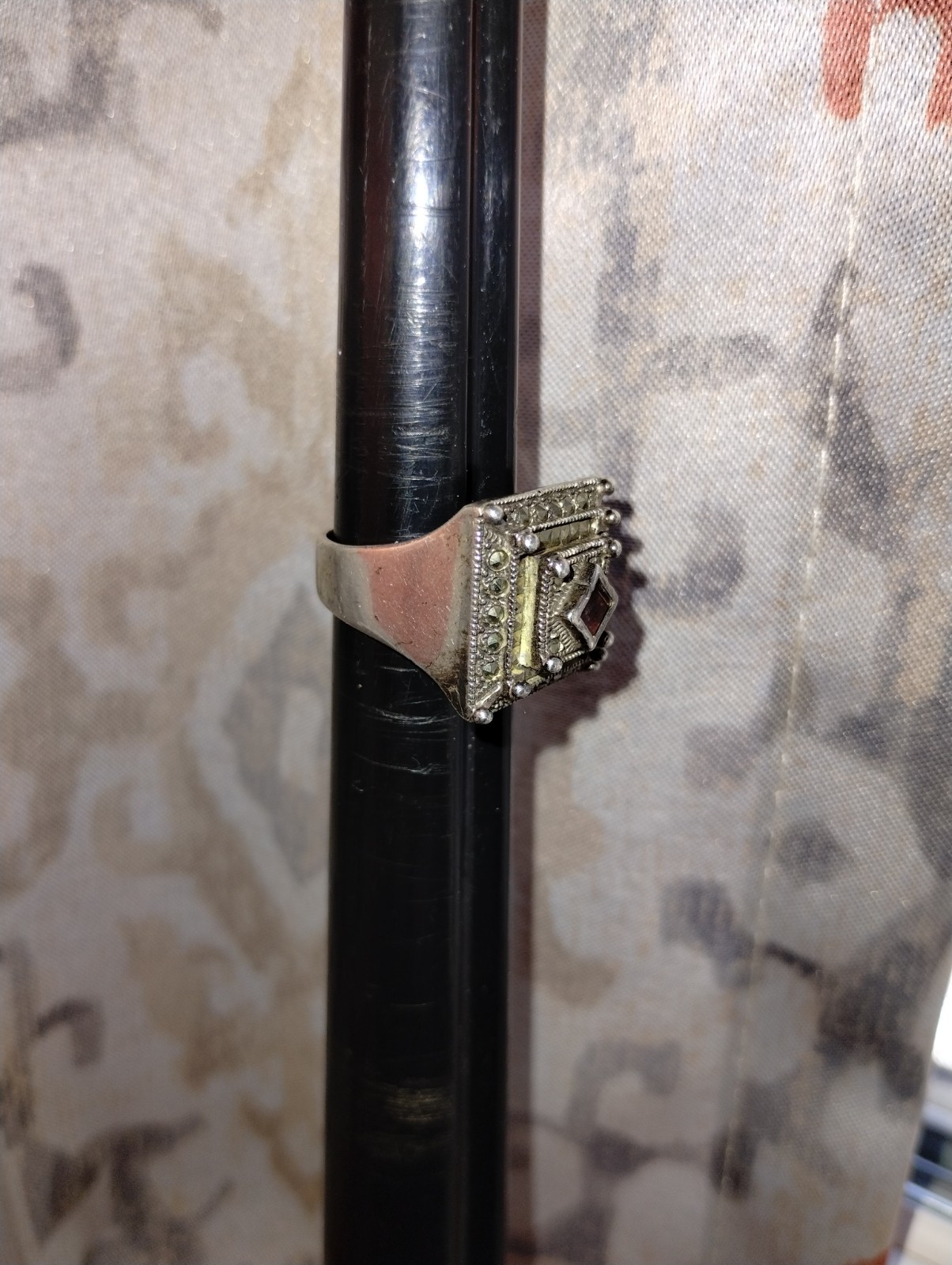 Vintage Dee Berkley DBJ Sterling Silver Garnet Marcasite Ring Size 6.5