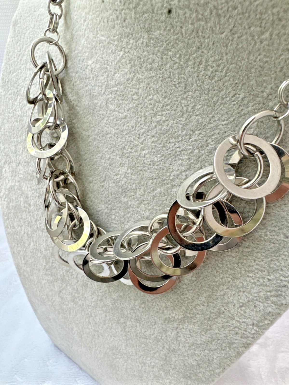 Vtg CHUNKY 1990s 80s y2k statement Brutalist Metal Modernist Necklace Unique