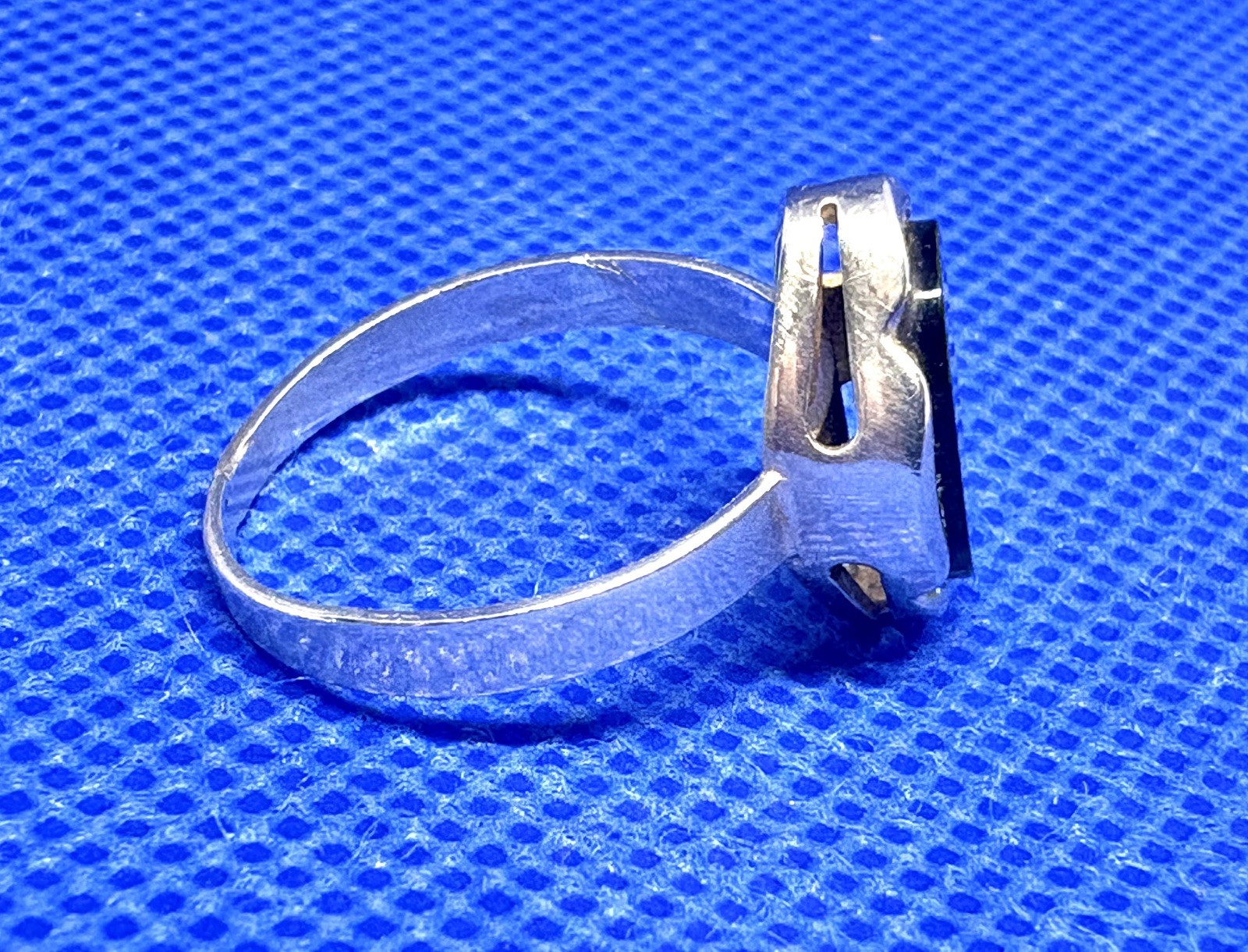 A33 Vintage 925 Sterling Silver Seal Ring Size 8.0 est 1950s Black Onyx 2.9g