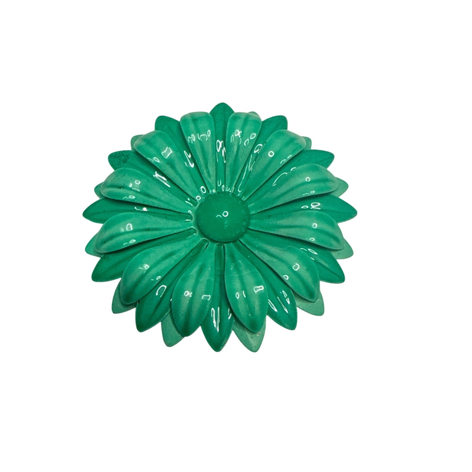Vintage Green Enamel Flower Brooch Daisy Retro Mid Century Costume Jewelry Pin