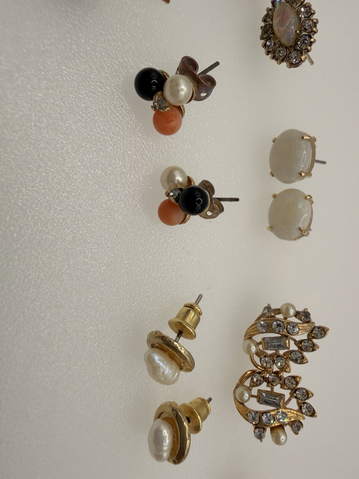 Lot 12 Vintage Post Earrings Sterling Silver Opal Pearl Coral Turquoise Mixed